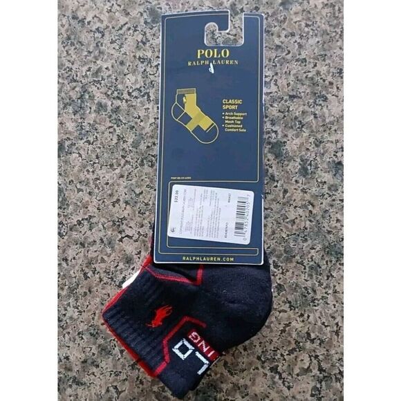 Polo Ralph Lauren Mens Classic Sport Racing Print Socks White Red Asst Sz 10-13 - Picture 5 of 10